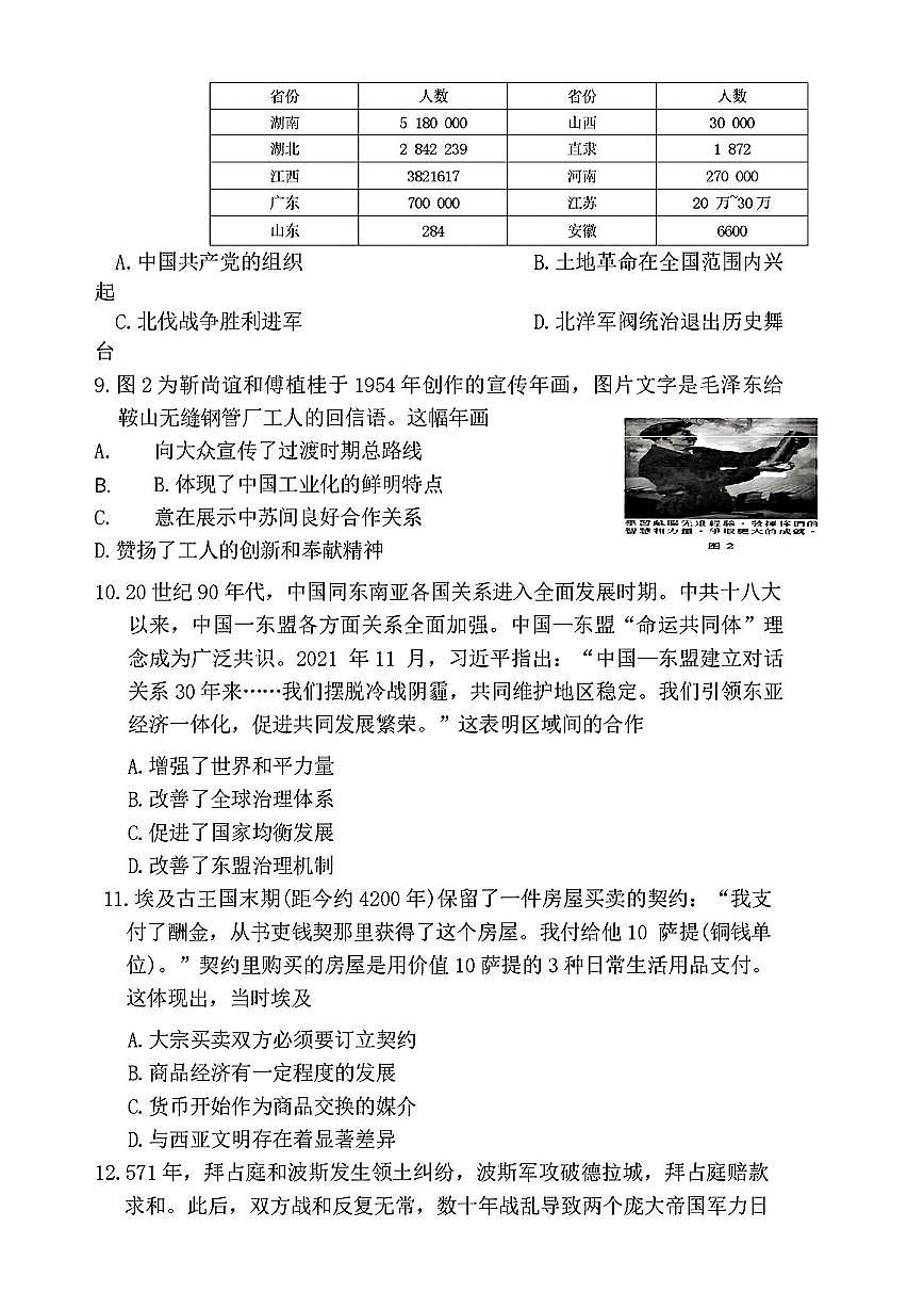 天一大联考2024-2025高中毕业班阶段性测试（四）历史试卷及答案第3页