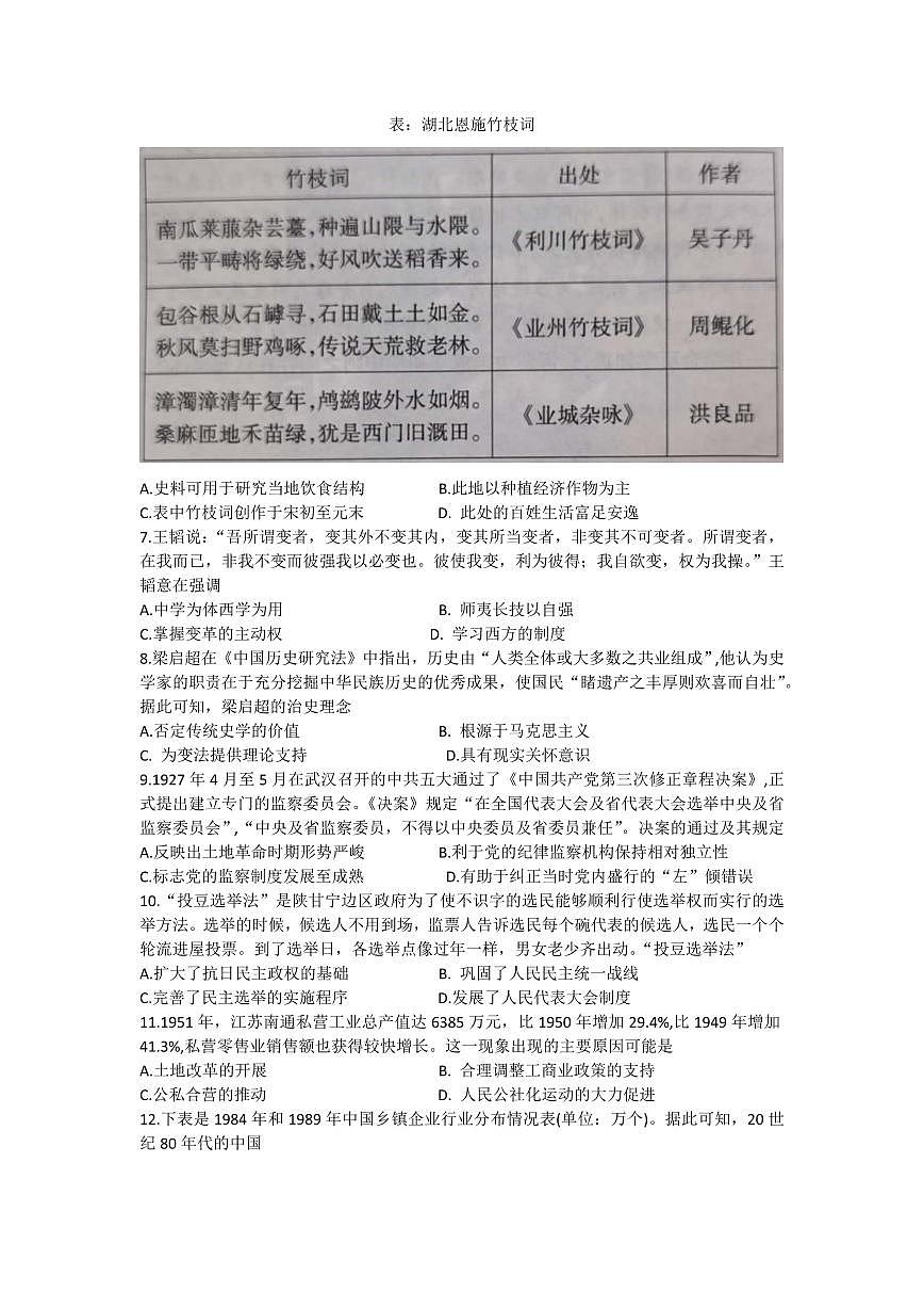 2024届安徽省江淮十校高三上(联考Ⅱ)-历史试题（含答案）第2页