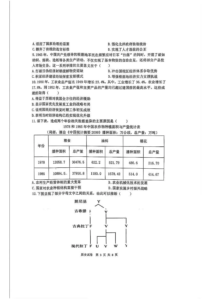 黑龙江省齐齐哈尔市2025届高三高考模拟第二次模拟-历史试题无答案第3页
