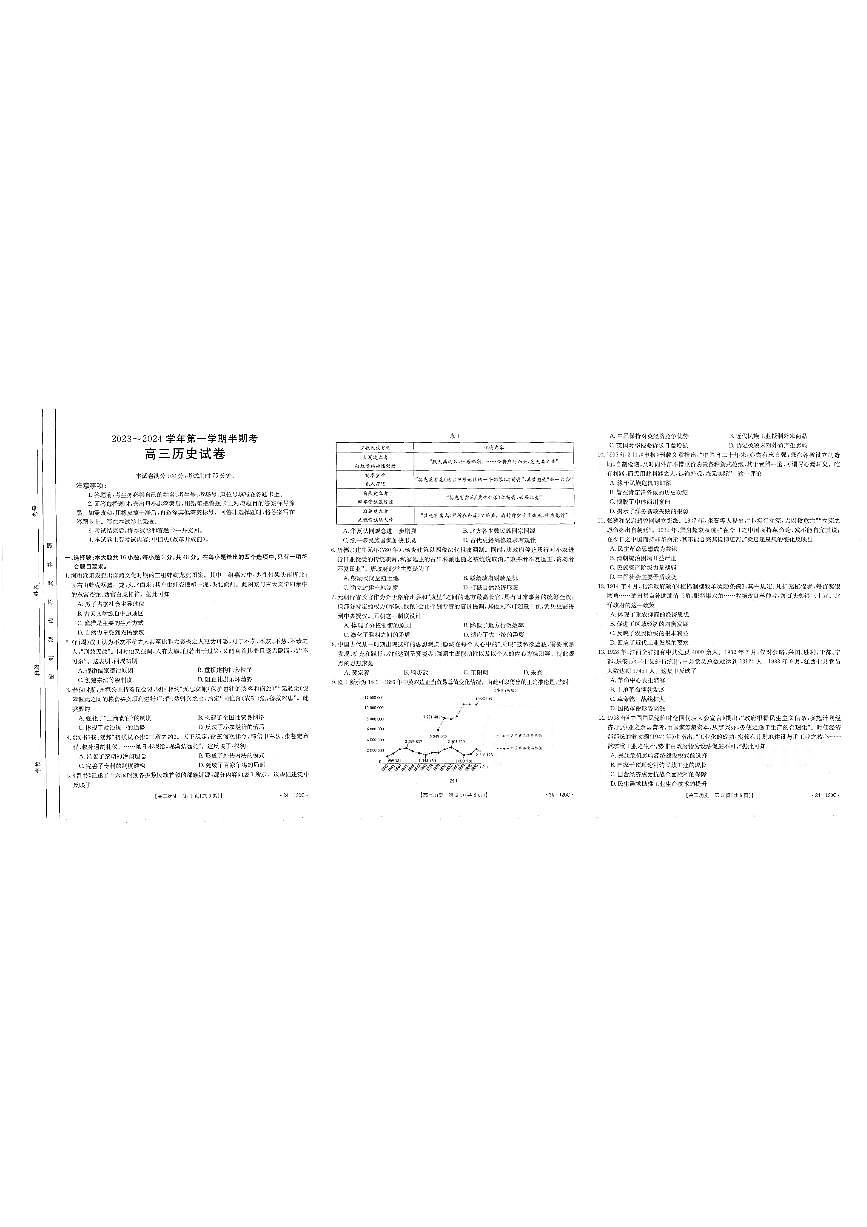 2024届福建省龙岩市高三上(11月半期考)-历史试题（含答案）第1页