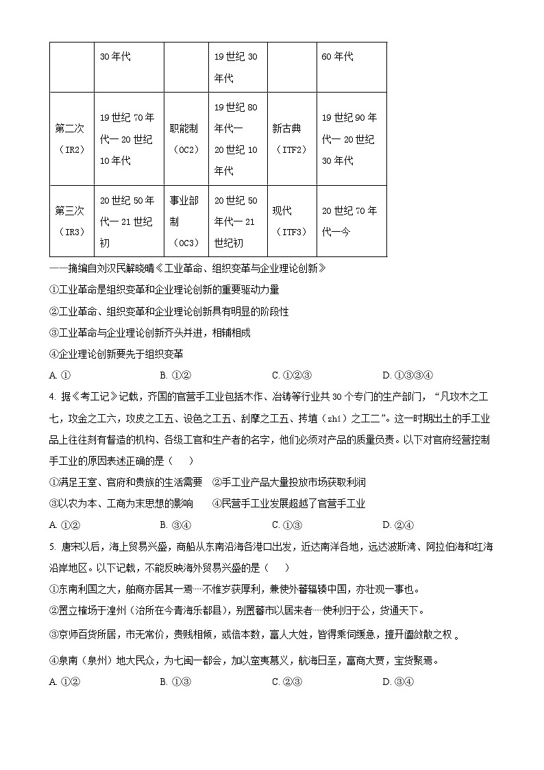 湖北省部分高中联考协作体2023-2024学年高二下学期期中考试历史试卷（原卷版）第2页