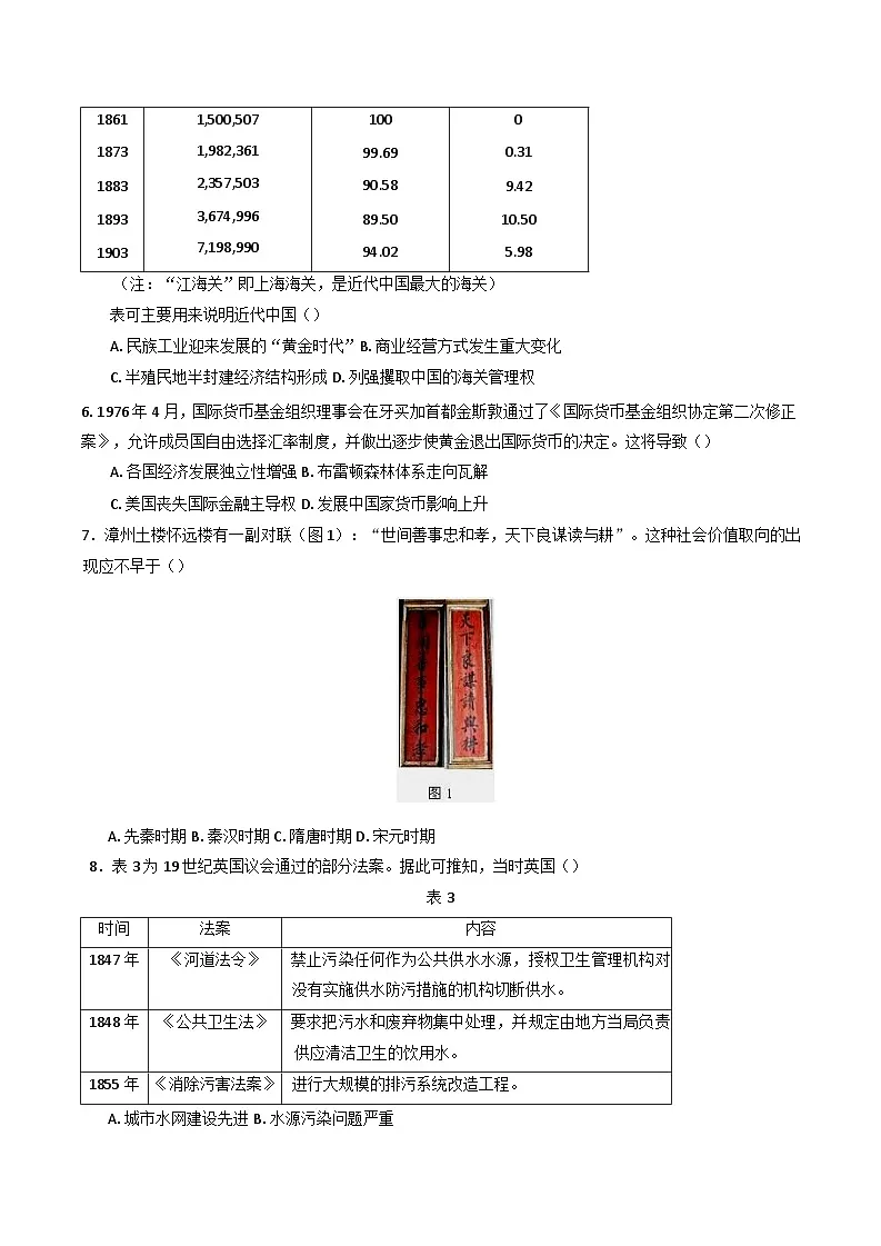 福建省漳州实验高级中学2024-2025学年高二下学期期中考试模拟历史试题（含解析）第2页
