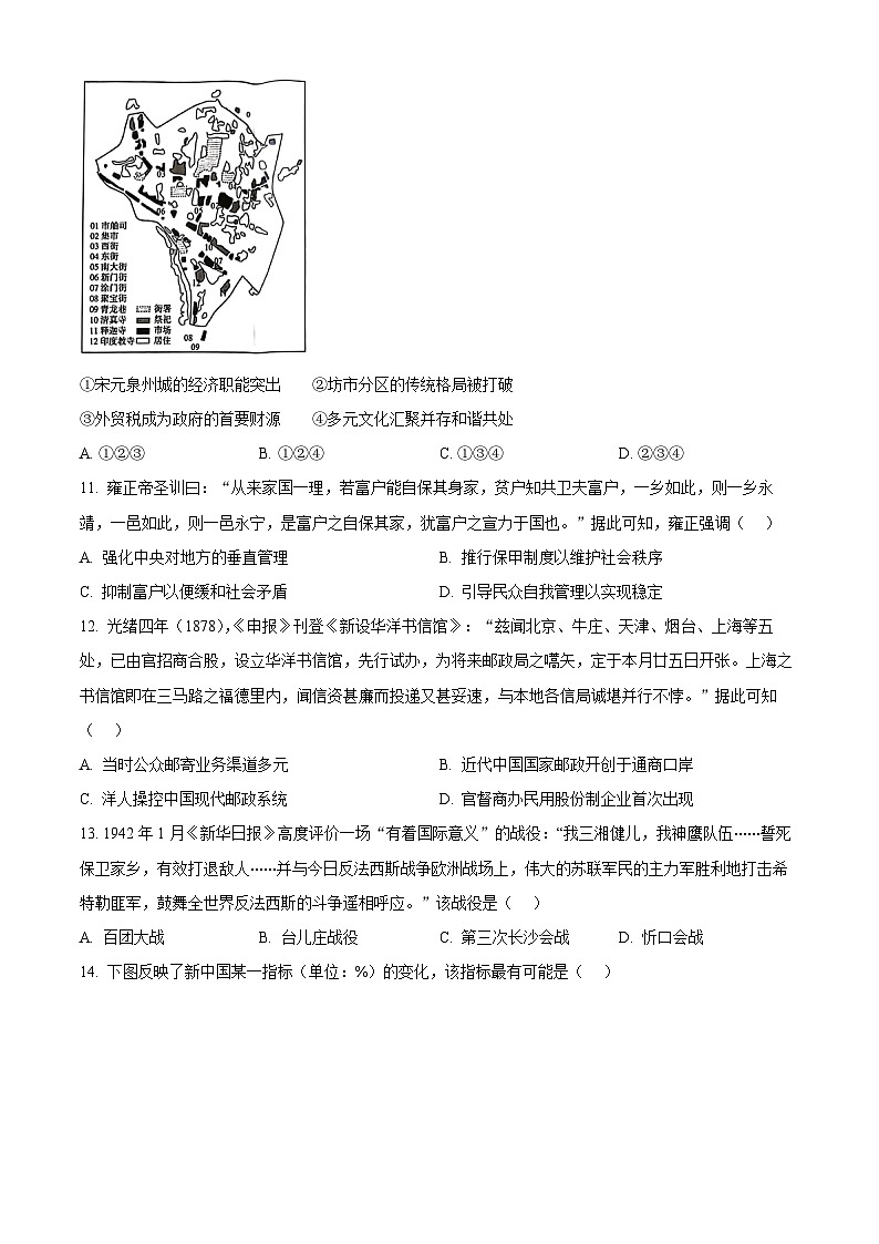 2025届浙江省温州市普通高中高三下学期第二次适应性考试历史试题（原卷版+解析版）第3页