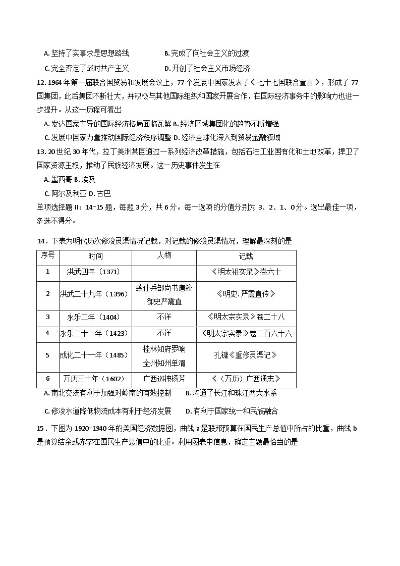 2025届天津市南开区高三下学期一模历史试题第3页