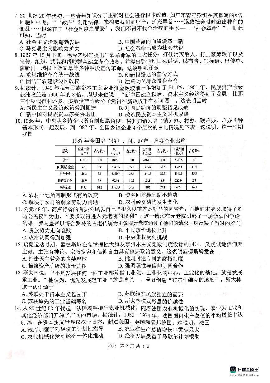 2024届广西贵港市高三上(12月考)-历史试题（含答案）第2页
