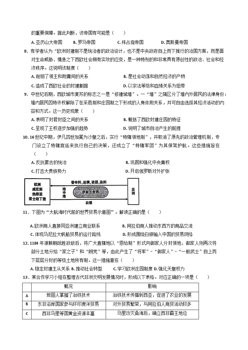 2024—2025学年度广东省广州市通用职业技术学校（升学部）高一第二学期3月份月考历史试题（含答案）第2页