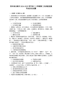 2025届贵州省安顺市高三上学期第三次质量监测考试历史试题（含答案）