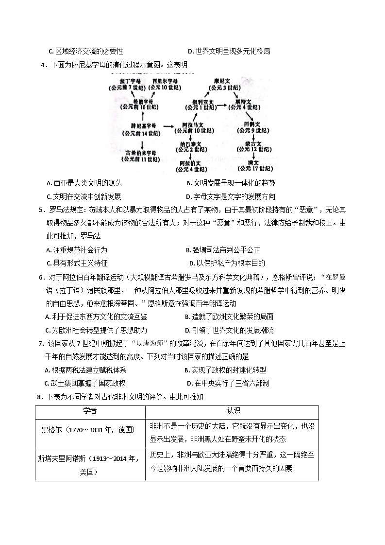 云南省楚雄彝族自治州2024-2025学年高一下学期第一次月考历史试题（含解析）第2页