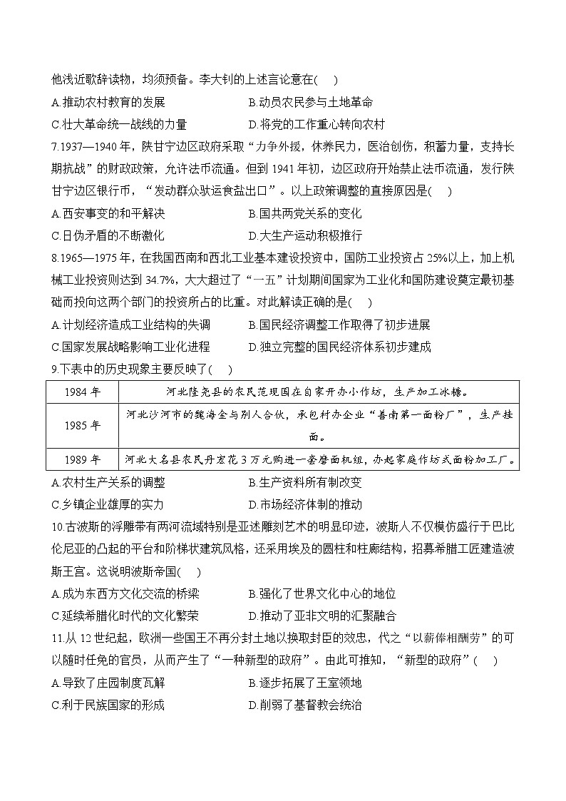 2025年新高考历史预测模拟试卷山东卷（含答案解析）第2页