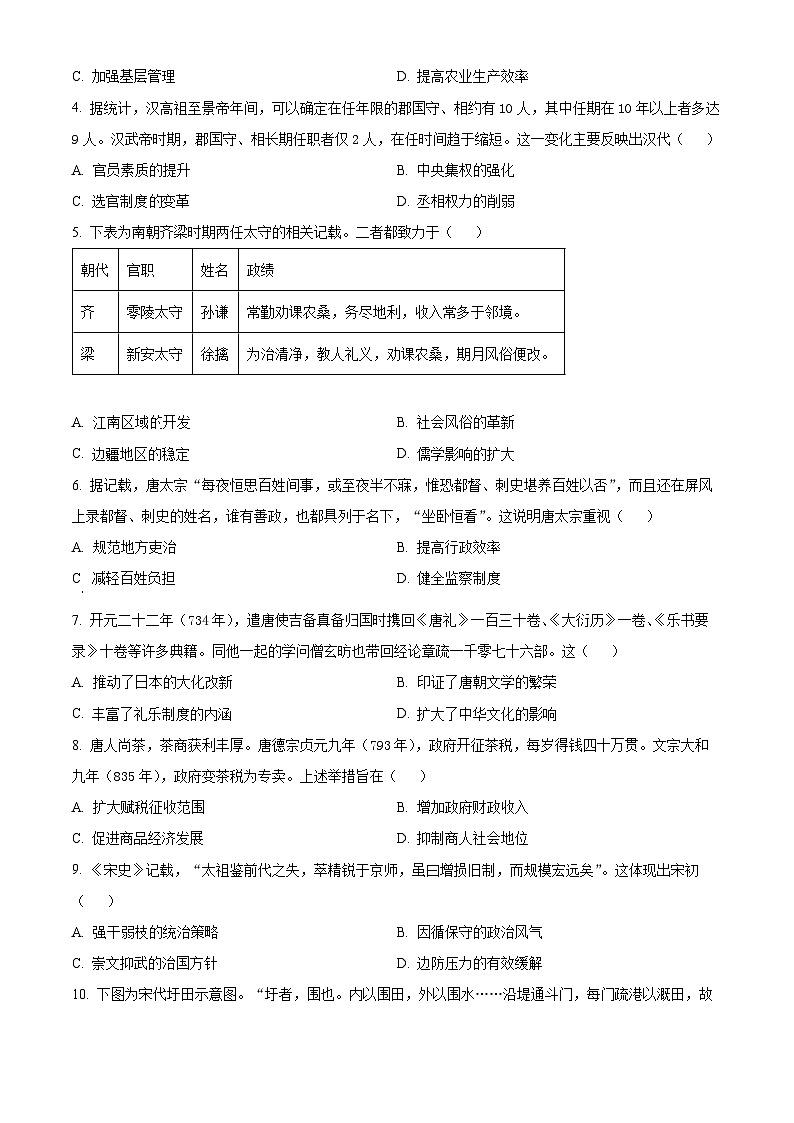 山东省潍坊市昌邑市2024-2025学年高一上学期期中调研监测考试历史试题（A卷）  Word版无答案第2页