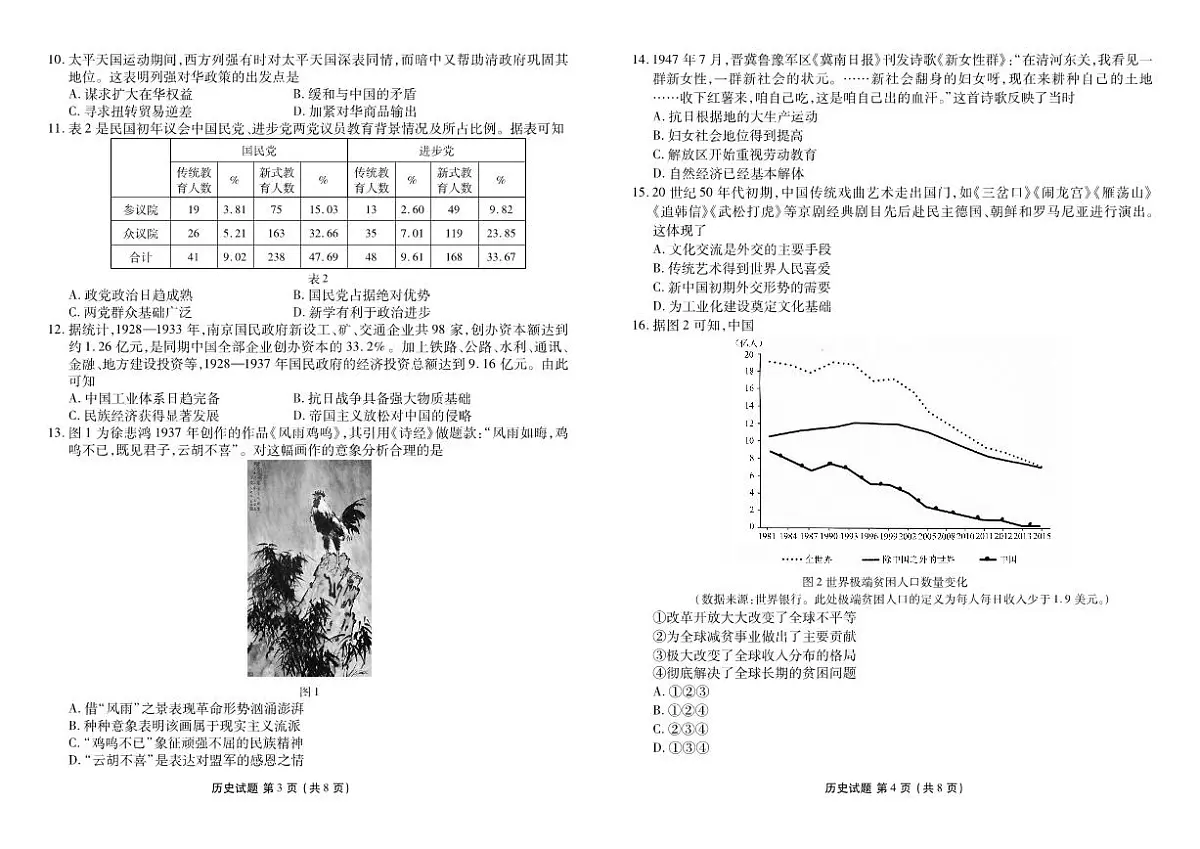 2024届贵州省高三上(适应考Ⅰ)-历史试题（含答案）第2页