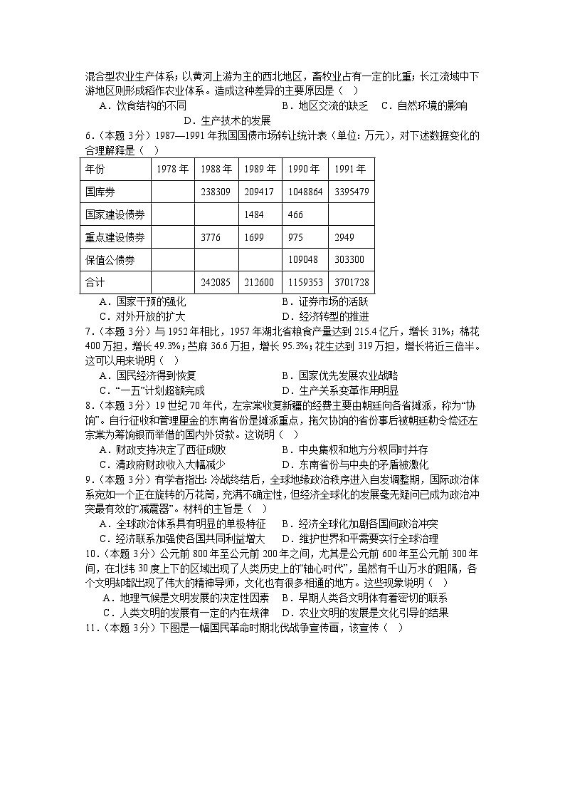 湖南省长沙市第二十一中学2025届高三下学期一模历史试题 含解析第2页