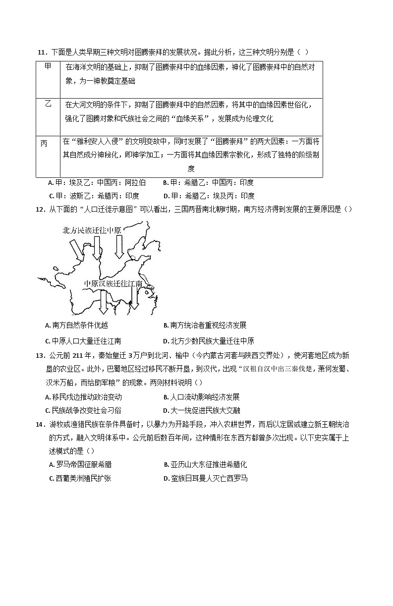 吉林省四平市实验中学2024-2025学年高二下学期第一次月考历史试题第3页