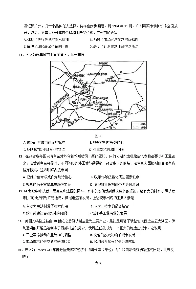 2025届山西省晋中市高三下学期适应性训练考试（二模）历史试题（含答案）第3页