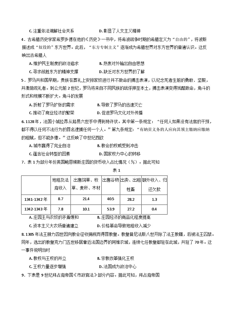 四川省成都外国语学校2024-2025学年高二下学期3月月考历史试卷第2页
