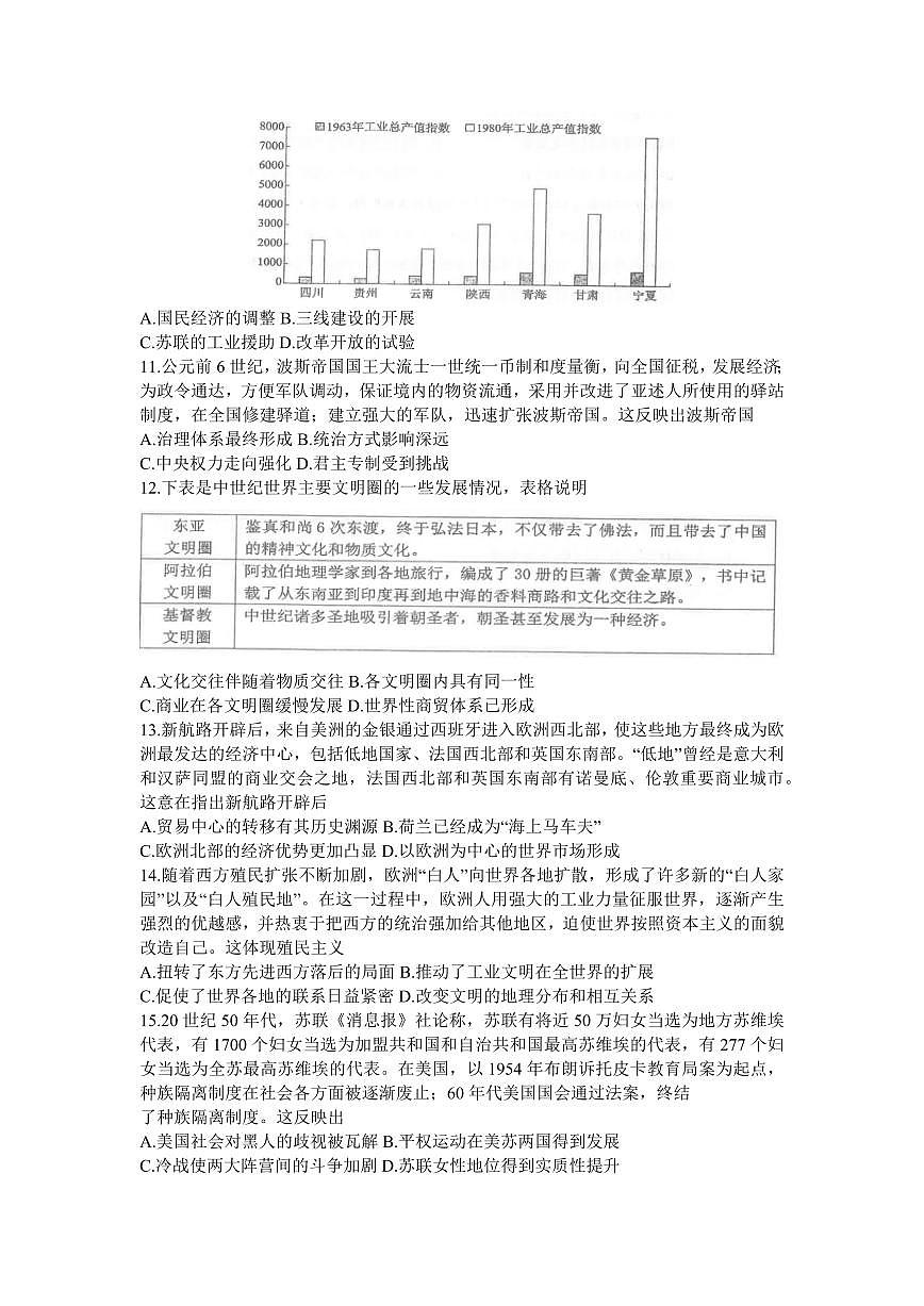 2024届湖北省腾云联盟高三上学期12月联考-历史试题（含答案）第3页