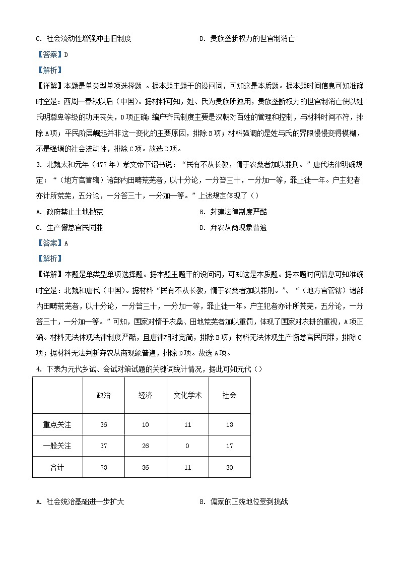湖北省2024届高三历史下学期5月第二次模拟考试试卷含解析第2页