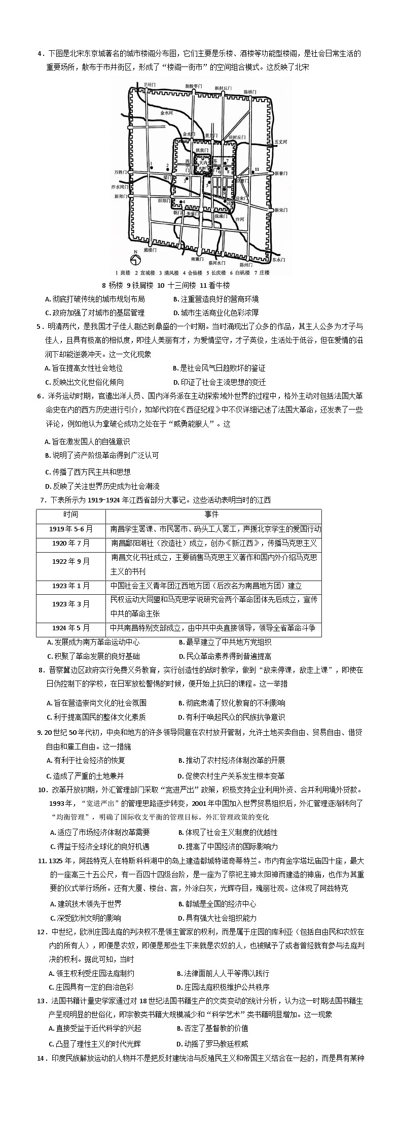 2025届甘肃省靖远县第二中学高三下学期模拟预测历史试题（含答案）第2页
