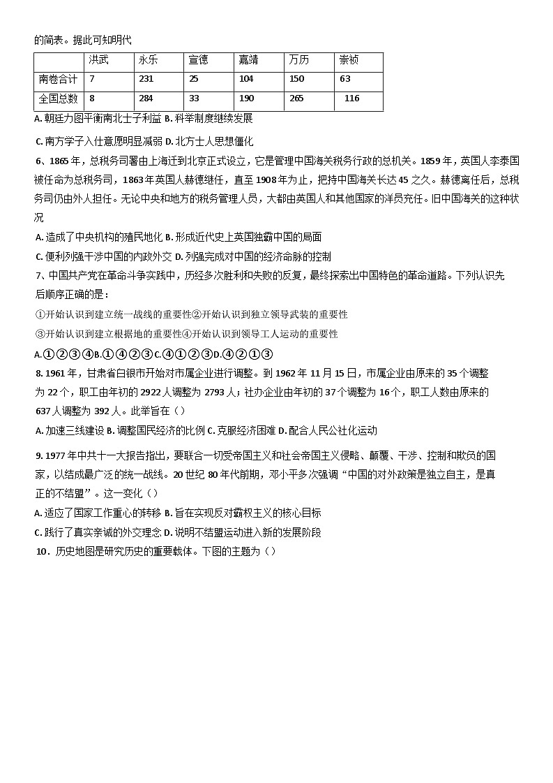 河南省开封市新世纪高级中学2024-2025学年高三下学期4月月考历史试题第2页