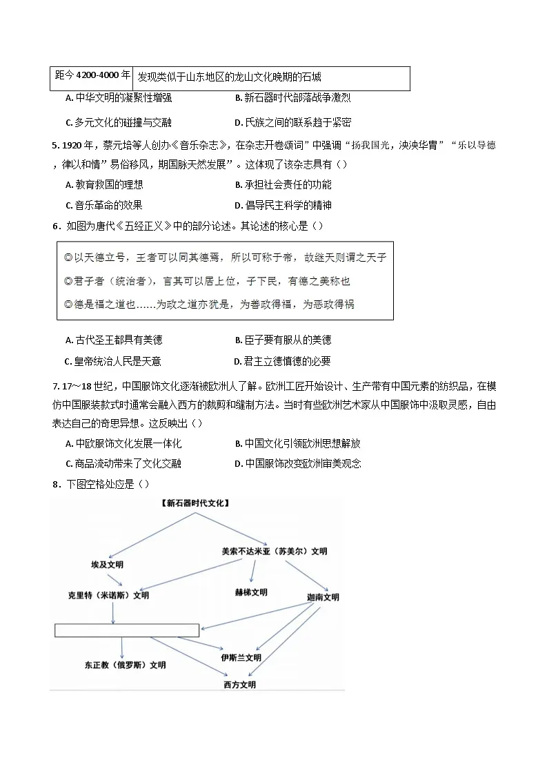 山东省诸城第一中学2024-2025学年高二下学期2月月考历史试题（含解析）第3页