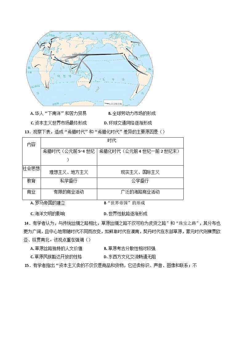山东省诸城第一中学2024-2025学年高二下学期第二次过关考试历史试题（含解析）第3页