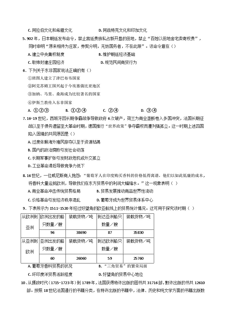 河北省石家庄市第四十二中学2024-2025学年高一下学期三月月考历史试题第2页