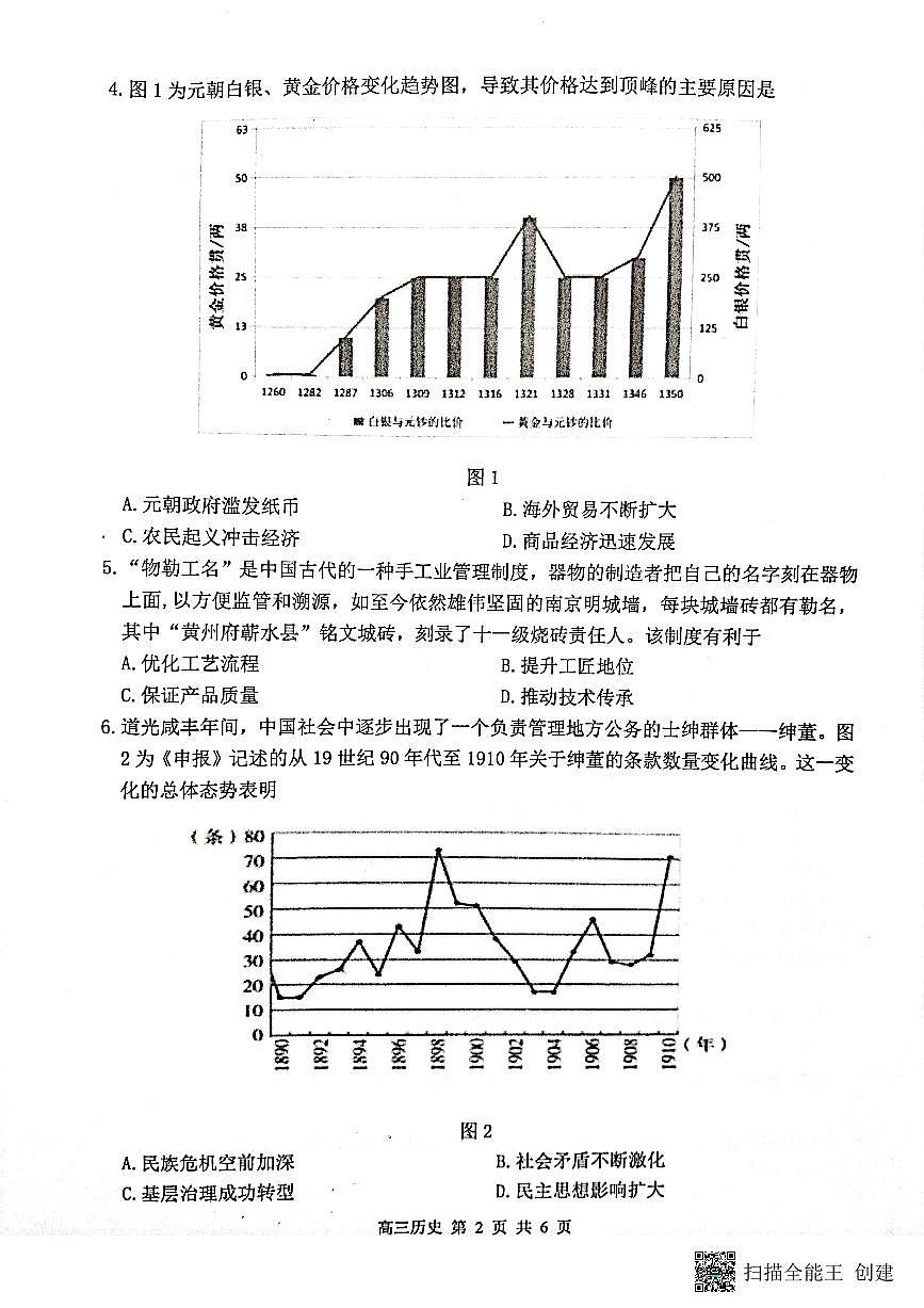 2024届江苏省徐州市高三上学期11月期中考试-历史试题（含答案）第2页