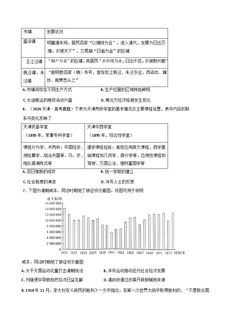 2025届河南省信阳高级中学（贤岭、文化街校区） 高三下学期二模历史试题第2页
