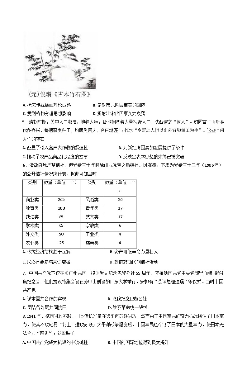 2025届宁夏六盘山高级中学高三下学期二模历史试题第2页