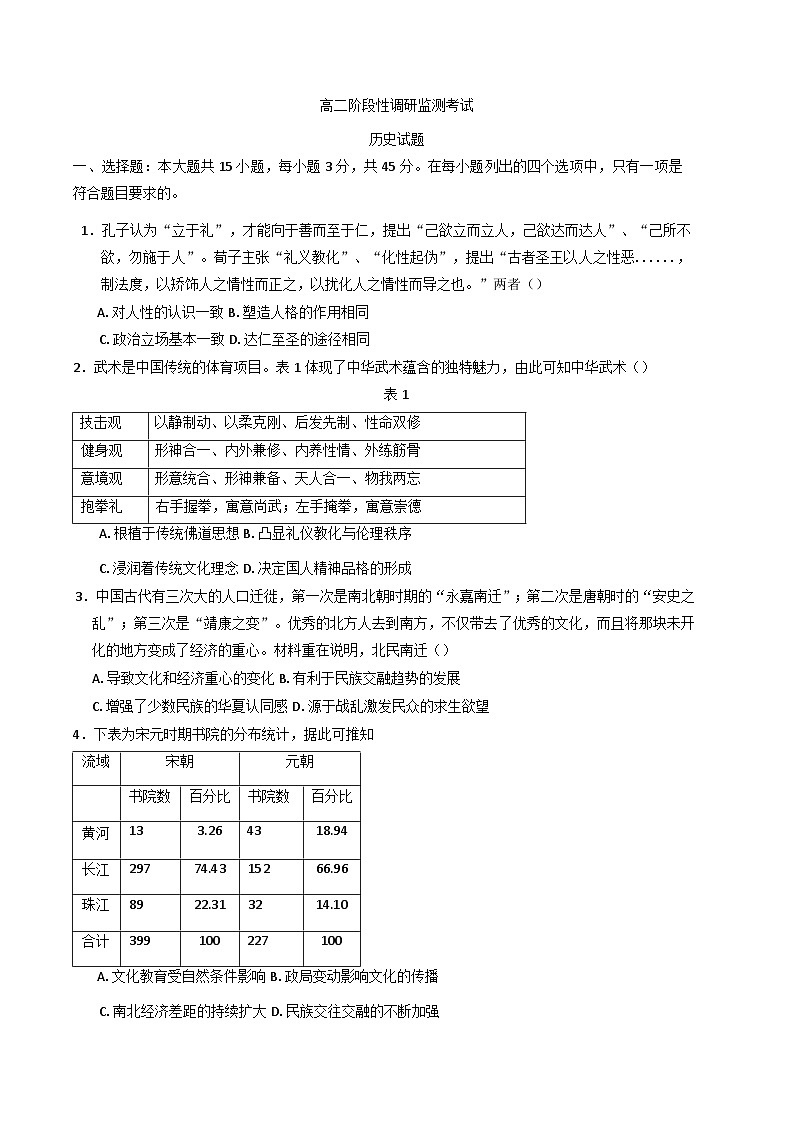 山东省安丘市第一中学等四校2024-2025学年高二下学期3月联考历史试题第1页