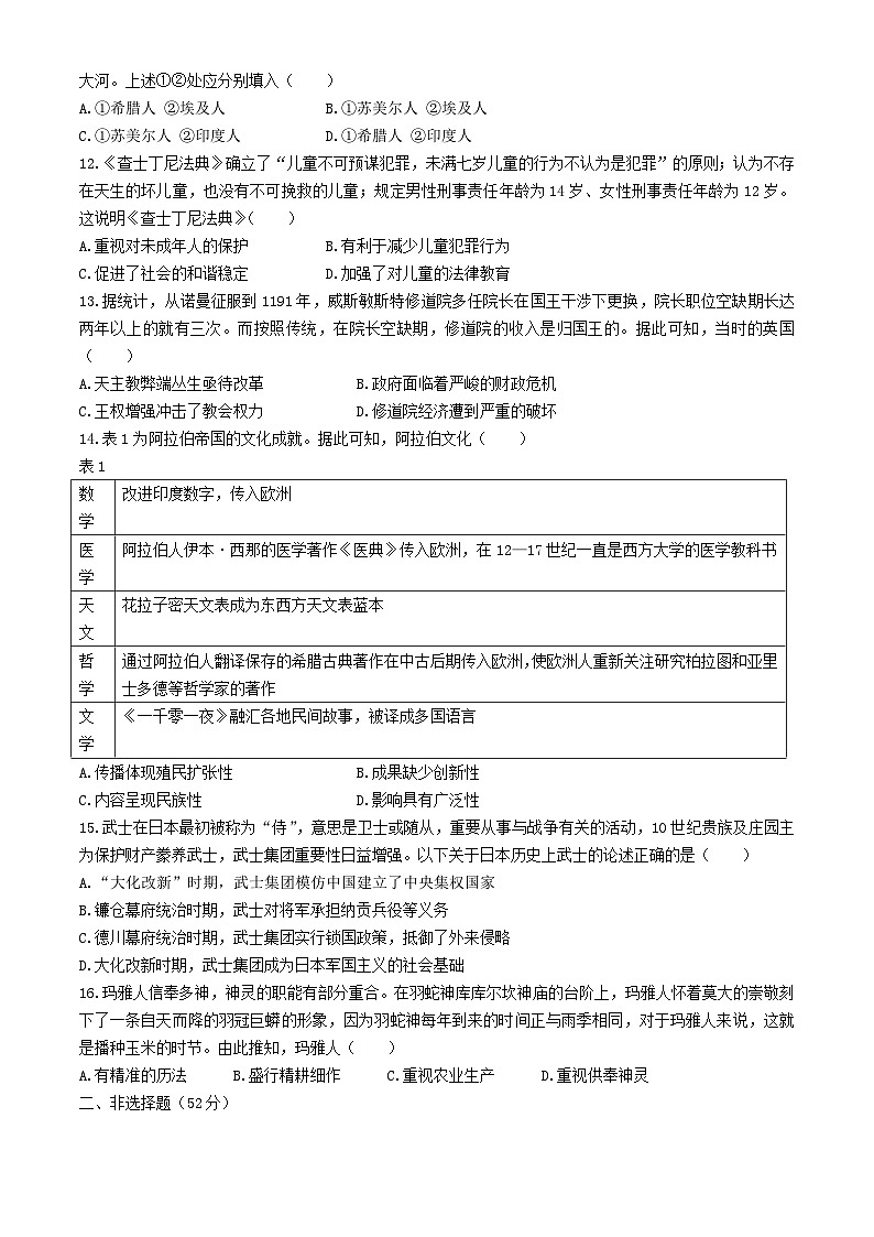 四川省绵阳市2023_2024学年高一历史下学期3月月考试题含解析第3页