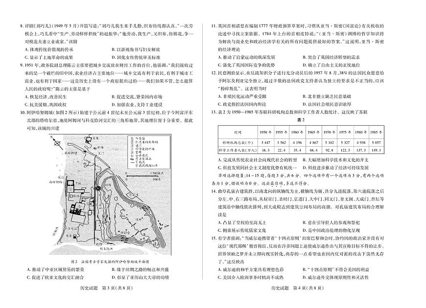 海南省天一联考2025届高三高考模拟学业水平诊断（四）-历史试题+答案第2页