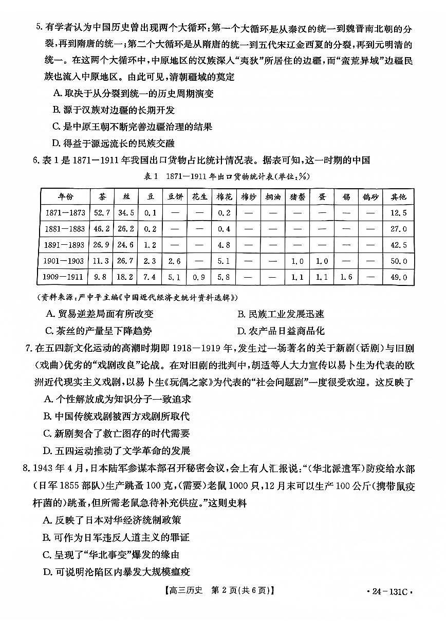 2024届辽宁省朝阳地区高三上学期期中考试-历史试题（含答案）第2页