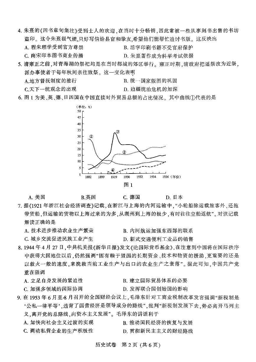 2024届苏北七市高三第三次调研（暨南通三模）-历史试卷（含答案）第2页
