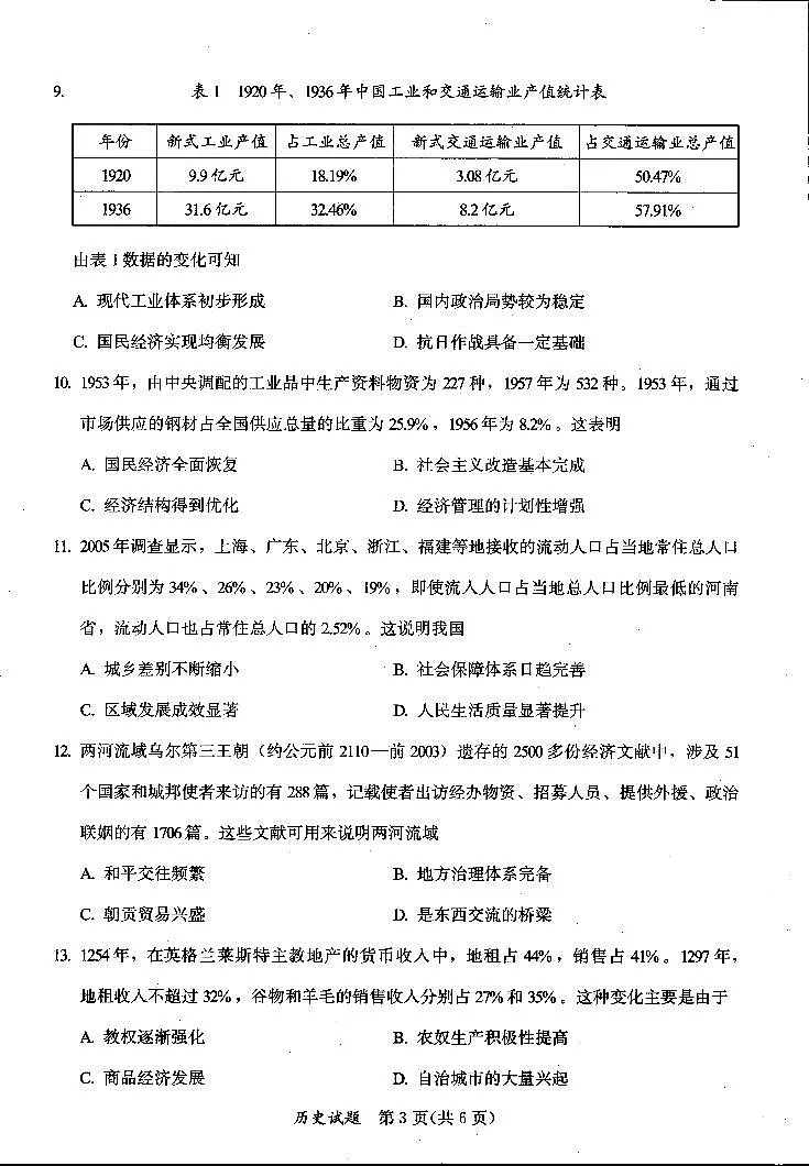 2025福建省六市高三第一次质量检测历史试卷（含答案）第3页