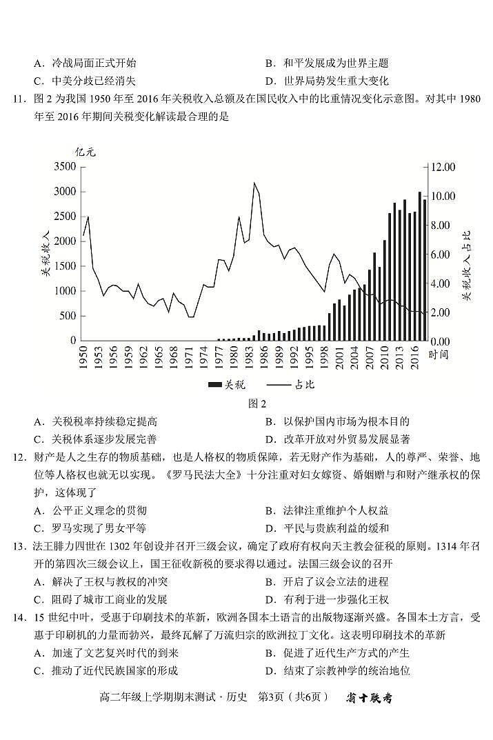 安徽省合肥一中2024-2025学年度高二上学期期末(1月) 历史试卷（含答案）第3页