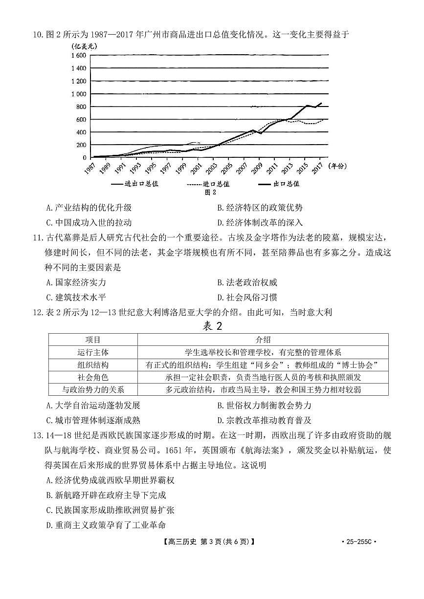 甘肃省金太阳2025届高三1月联考历史试卷（含答案）第3页