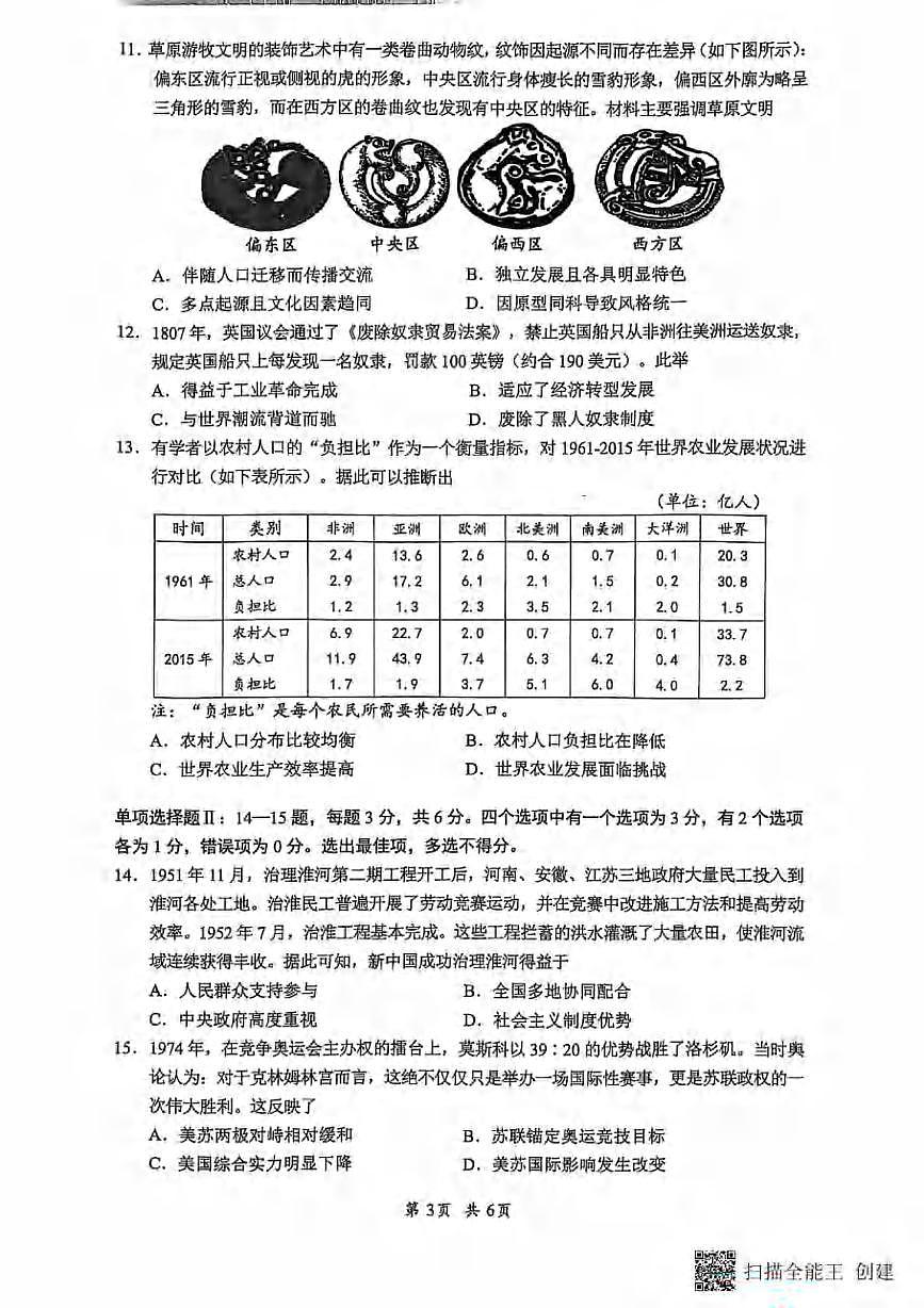 历史丨海南省海口市2025届高三下学期4月仿真考试历史试卷及答案第3页