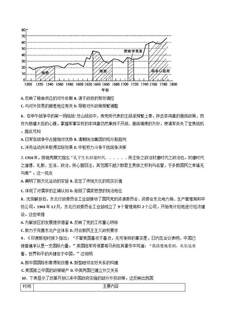 2025届江西省普通高中学业水平选择性考试样卷（一）历史试题（含解析）第2页