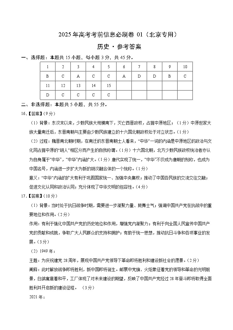 信息必刷卷01（北京专用）（参考答案）第1页