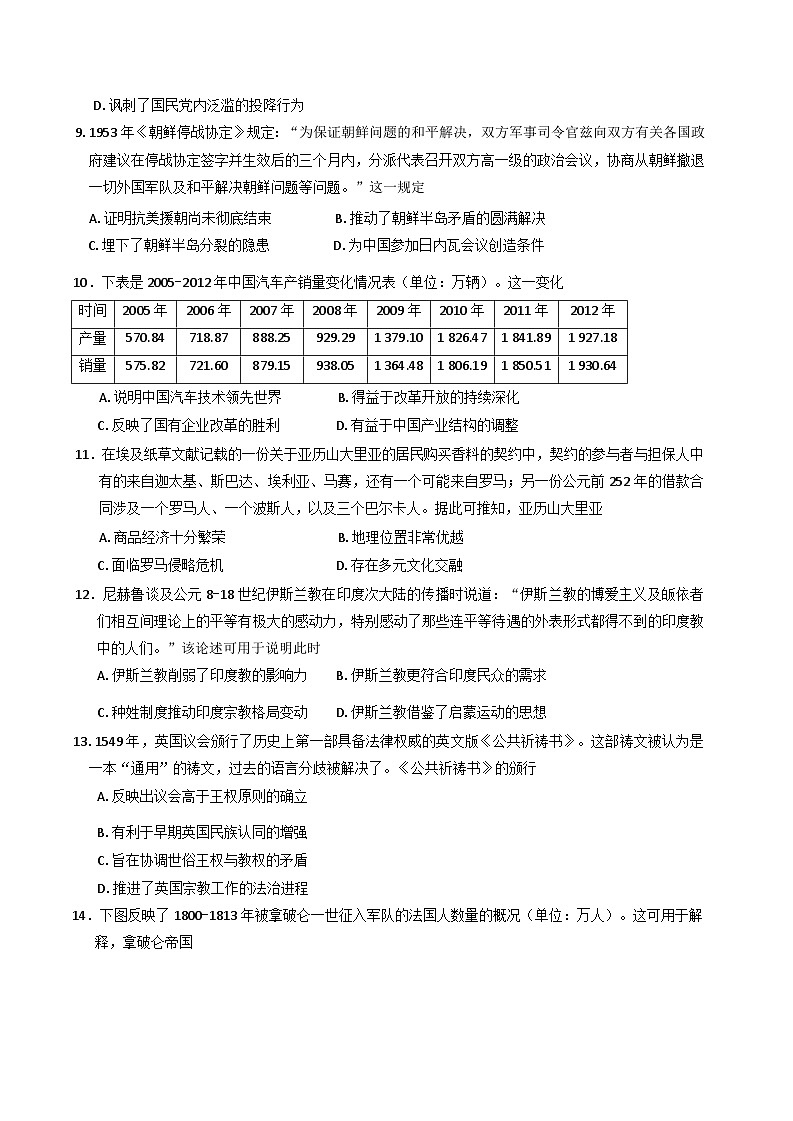 2025届广东省揭阳第一中学高三下学期4月月考历史试题（含答案）第3页