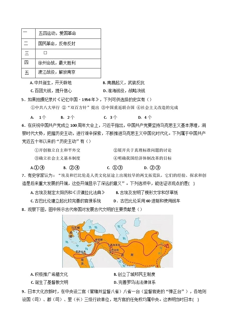 浙江省浙里特色联盟2024-2025学年高一下学期期中联考历史试题第2页