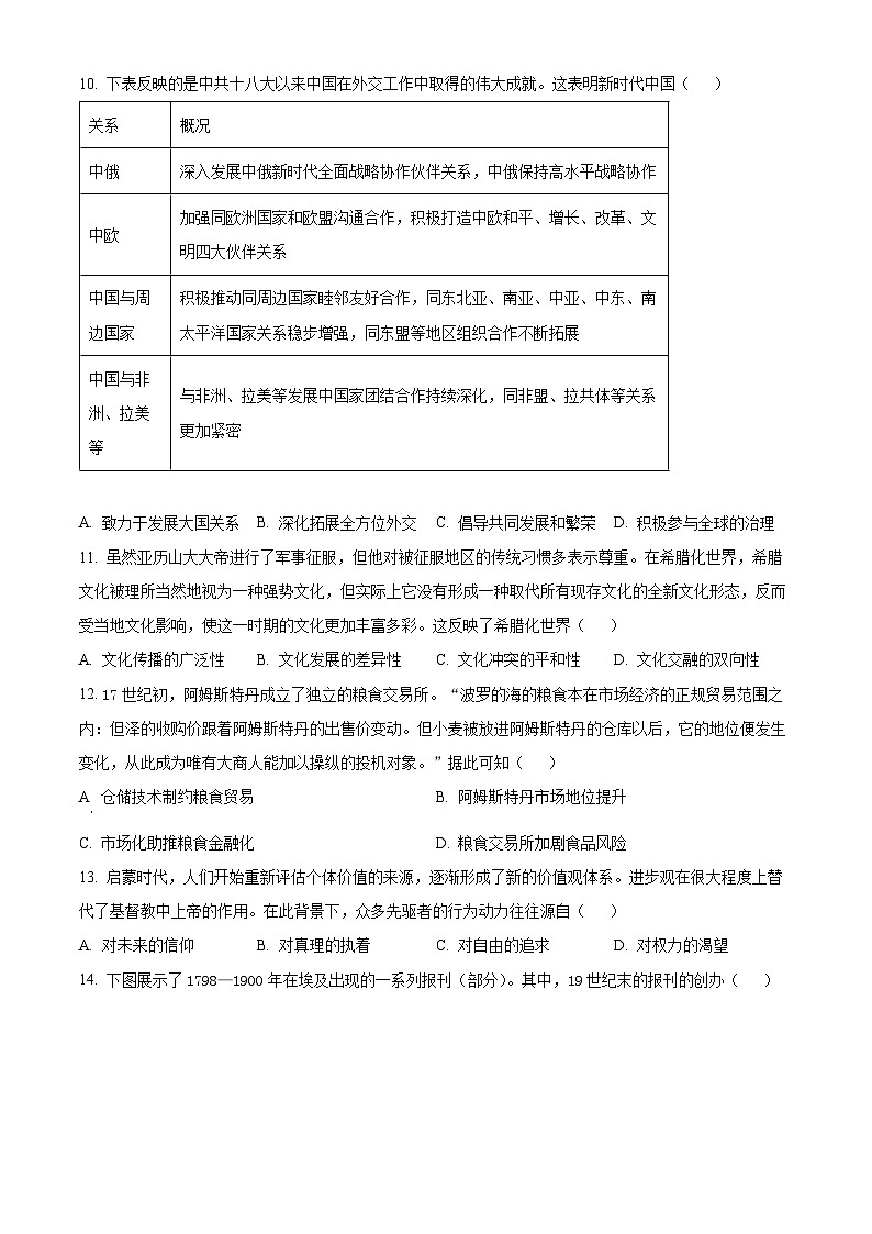 2025届甘肃省会宁县第一中学高三下学期二模（高考模拟）历史试题（原卷版+解析版）第3页