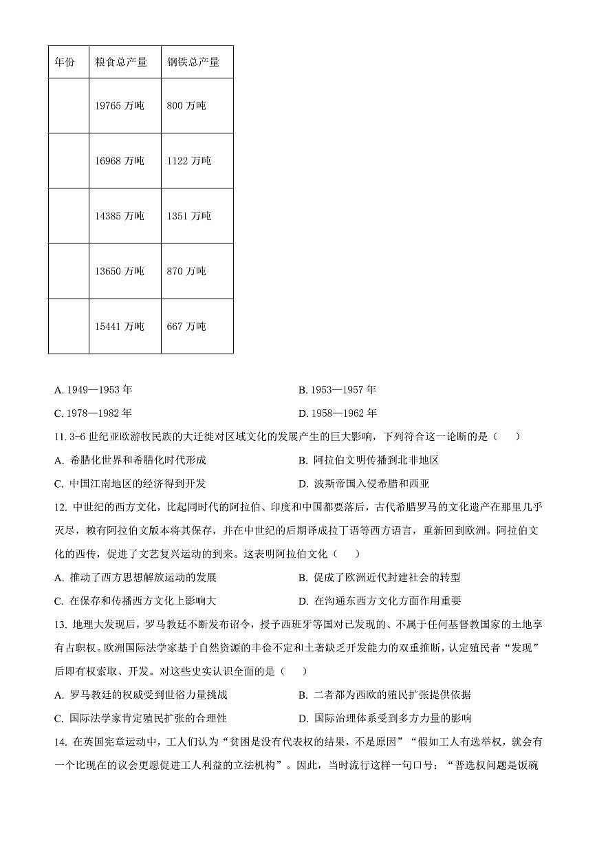广东省潮州市2023-2024学年高三上学期期末教学质量检测历史试卷（含答案）第3页