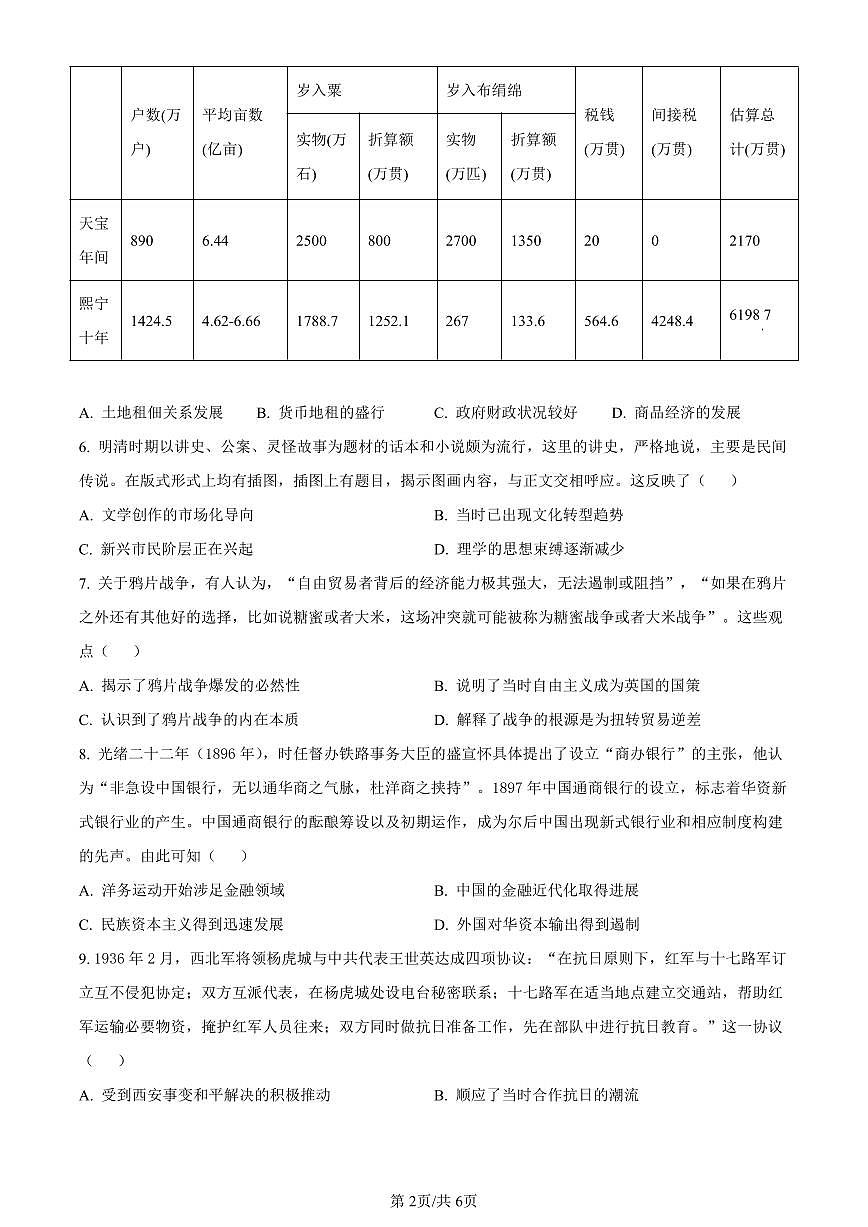 湖南省长沙市长郡中学2024届高三上学期月考（五）历史试卷（含答案）第2页