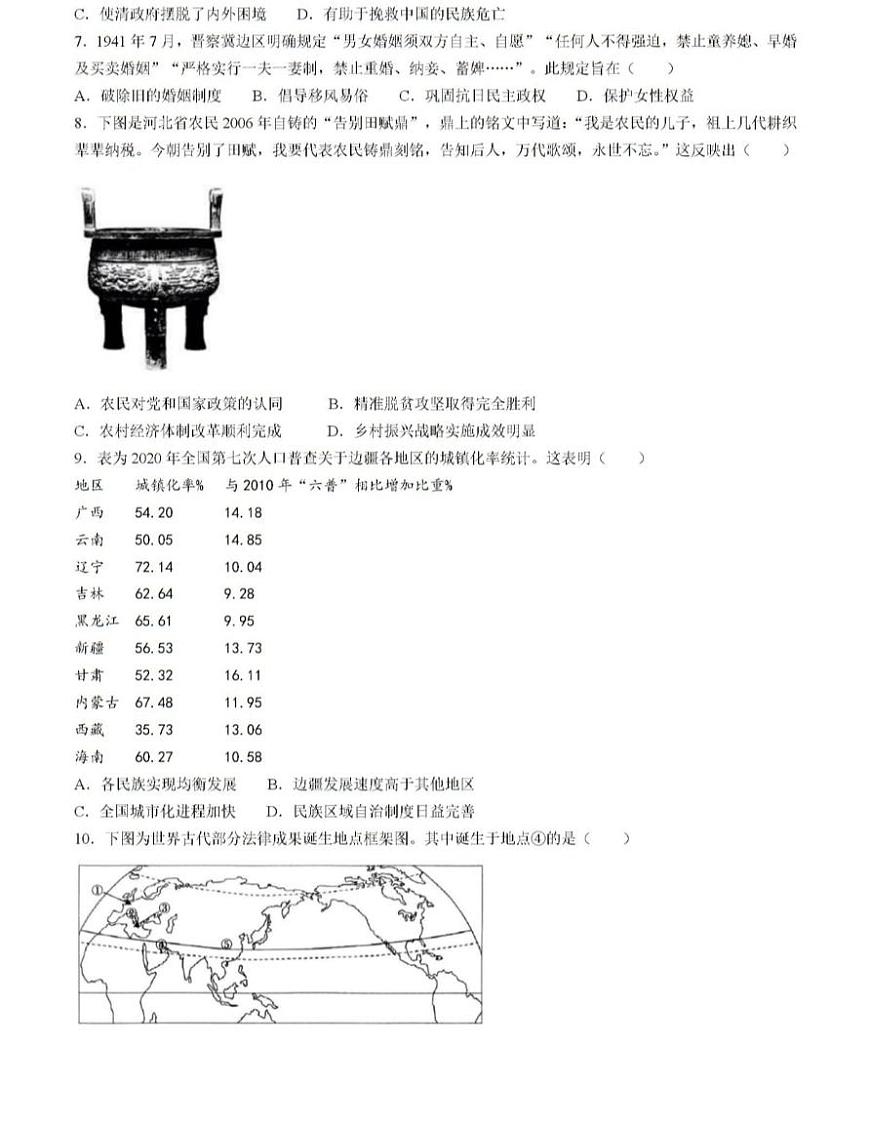 山东省临沂市2023-2024学年高二上学期1月期末 历史试卷（含答案）第2页