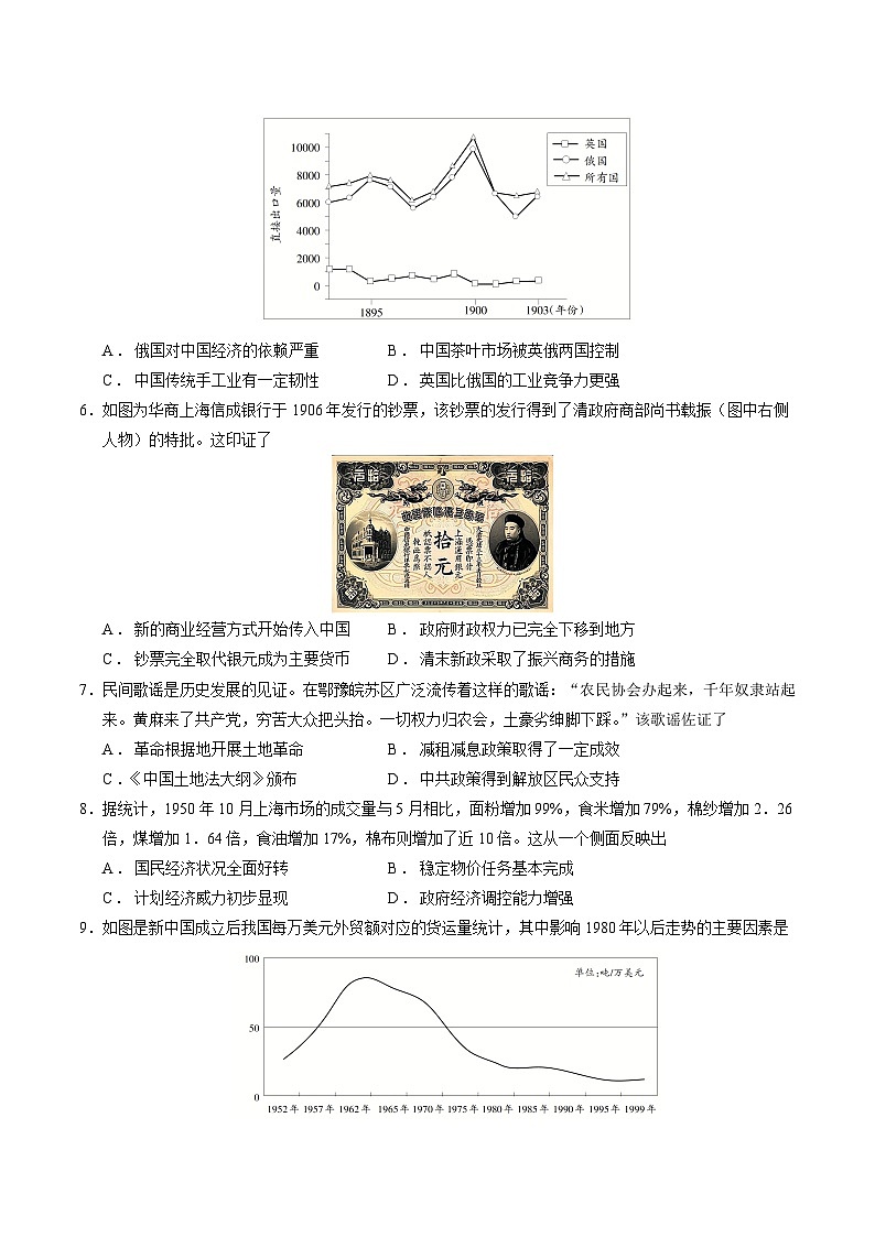 2025年高考第二次模拟考试卷：历史（山东卷）（考试版）第2页