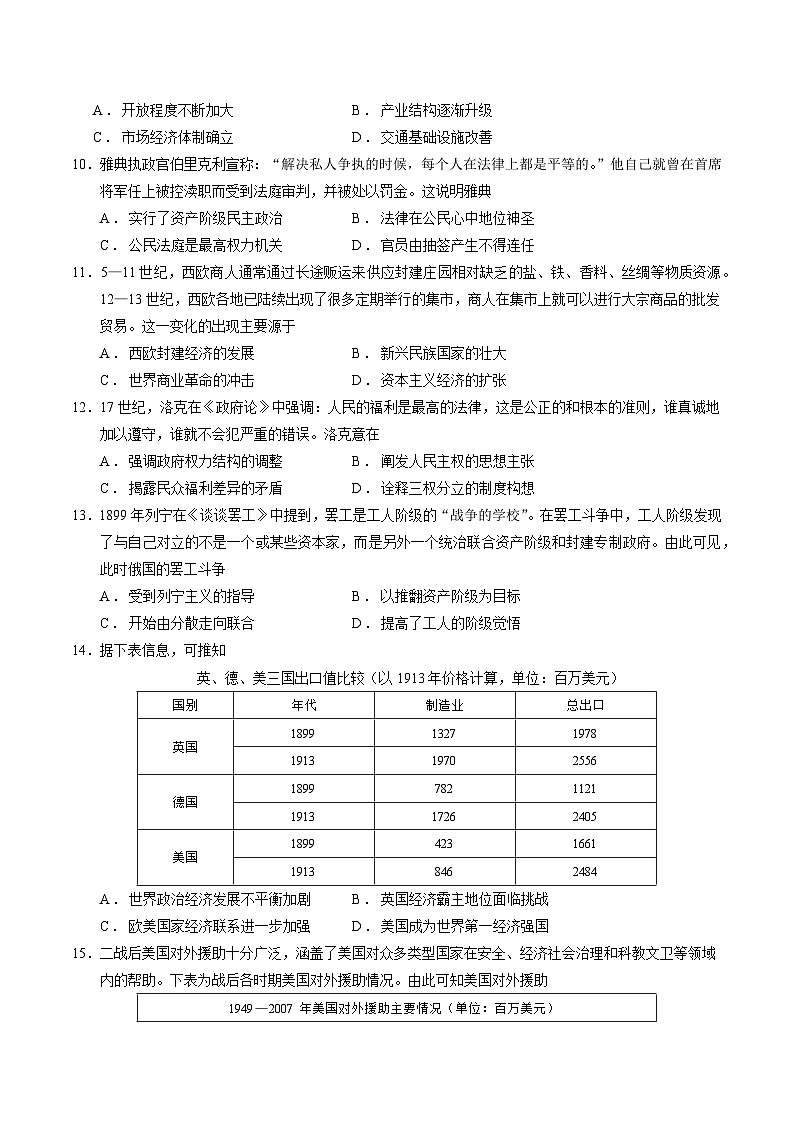 2025年高考第二次模拟考试卷：历史（山东卷）（考试版）第3页