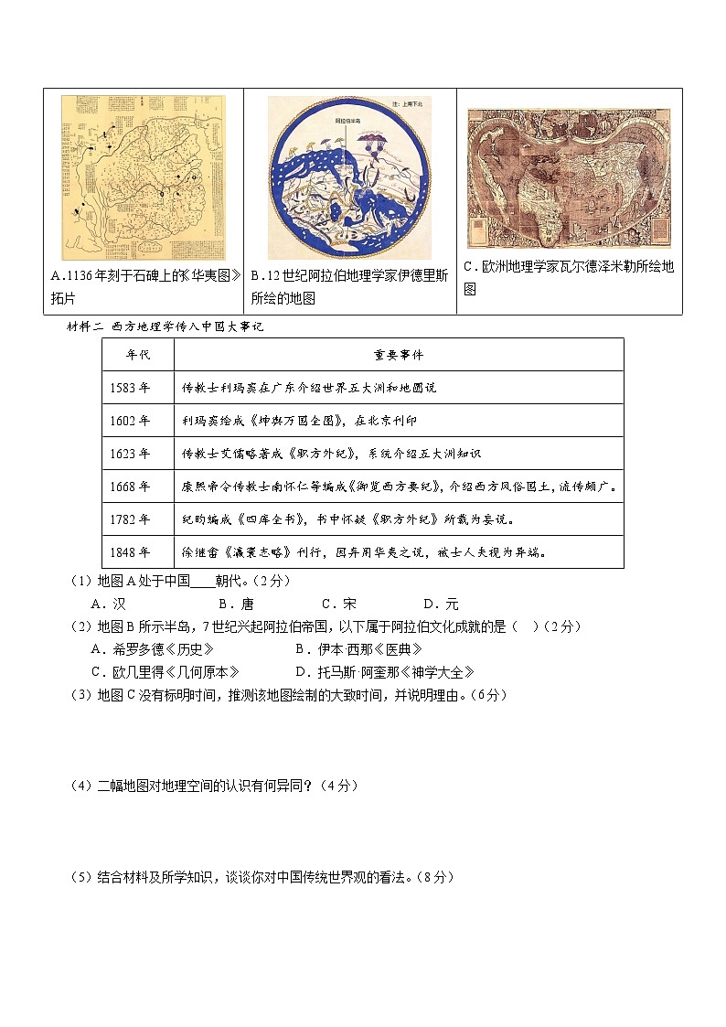 2025年高考第二次模拟考试卷：历史（上海卷）（考试版）第2页