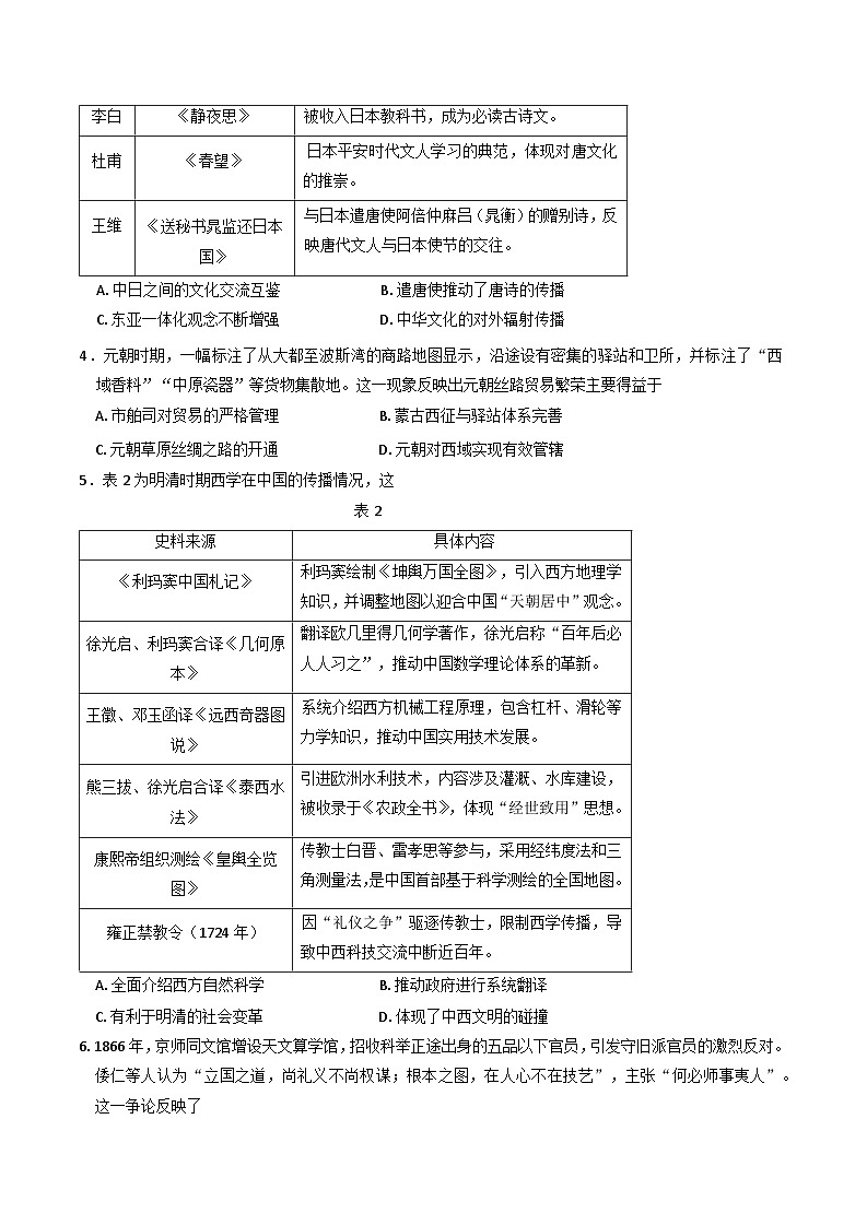 山东省临沂市河东区、费县2024-2025学年高二下学期期中联考历史试题第2页